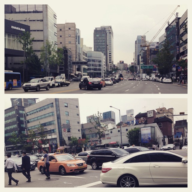 it's so fascinating to watch the cars zoomed by at abt 80km/hr & then suddenly stop n the junction n ppl crossing. wide.. long.. roads.. ohmytian #Seoul