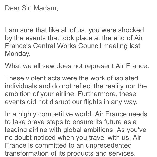 "In a highly competitive world, Air France needs to take brave steps to ensure its future as a leading airline with global ambitions. " - seh....