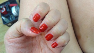 Gelish Red w Glitter