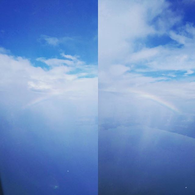 Happiness is coming back on a flight greeted by a rainbow. :)